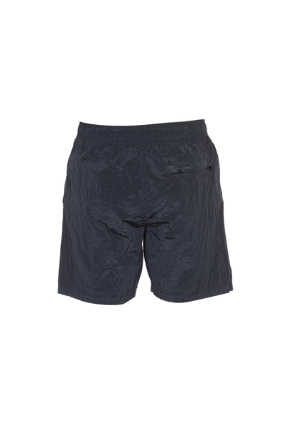 Shop Stone Island Logo Patch Shorts In Dark Blue
