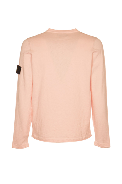 Shop Stone Island Logo Sleeve Sweater In Pink
