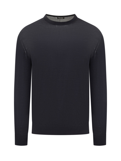 Shop Zegna Sweater In Navy Blue
