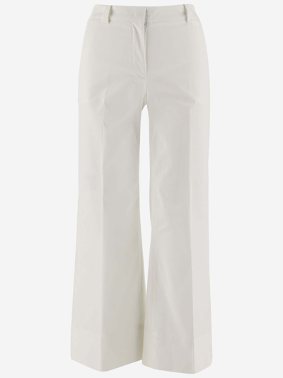 Shop Ql2 Stretch Cotton Flared Pants In White