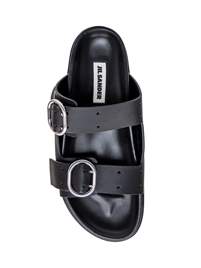 Shop Jil Sander Leather Sandal In Nero