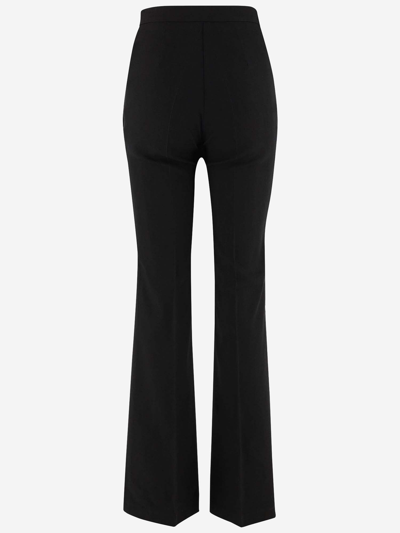 Shop Pinko Linen And Viscose Blend Flared Pants In Black