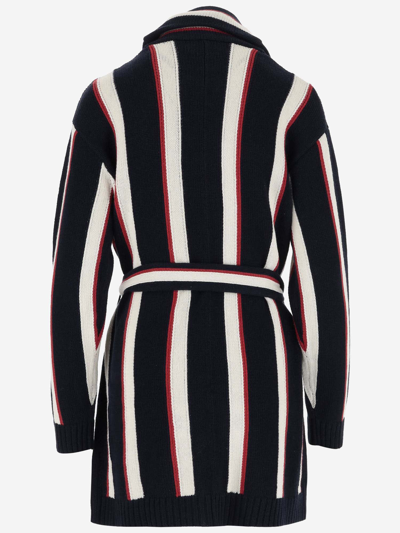 Shop Ralph Lauren Striped Linen And Cotton Blend Cardigan In Red