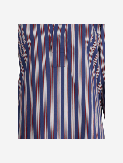 Shop Ralph Lauren Striped Cotton Long Dress In 1515 Blue/white/red