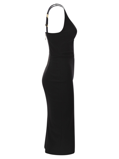 Shop Elisabetta Franchi Stretch Crepe Sheath Dress With Zip In Black