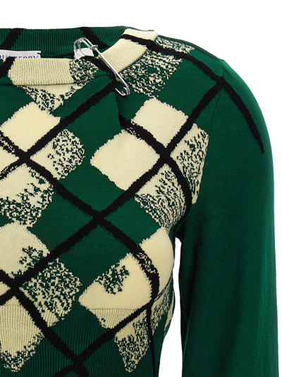 Shop Burberry Argyle Pattern Sweater In Green