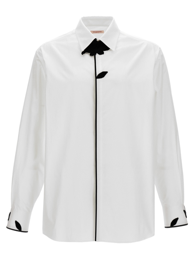 Shop Valentino Shirt Embroiders Flowers In White/black