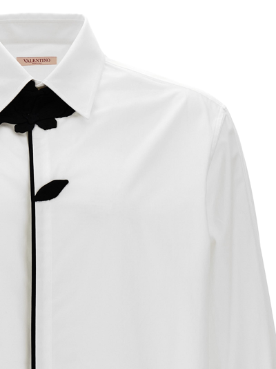 Shop Valentino Shirt Embroiders Flowers In White/black