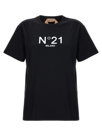 Shop N°21 Flocked Logo T-shirt In Black