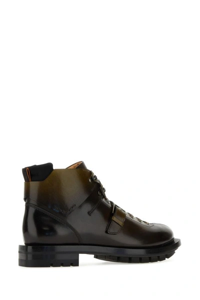 Shop Santoni Man Multicolor Leather Ankle Boots