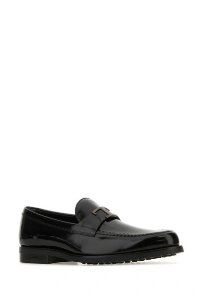 Shop Tod's Man Black Leather T Timeless Loafers