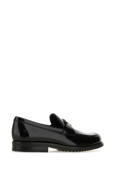 Shop Tod's Man Black Leather T Timeless Loafers