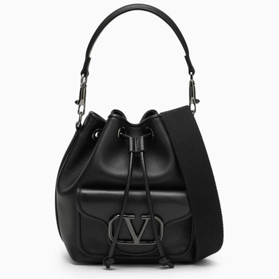 Shop Valentino Garavani Locã² Black Leather Bucket Women