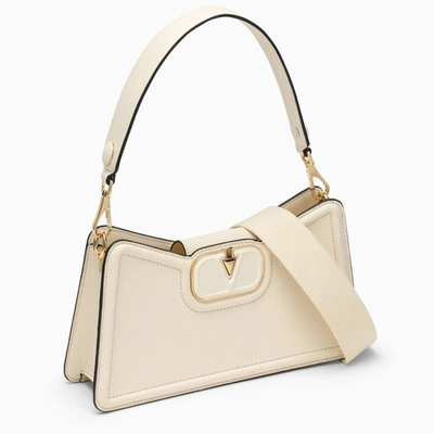 Shop Valentino Garavani Vlogo Ivory Shoulder Bag In Garnet Calfskin Women In White