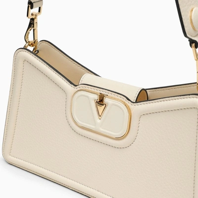 Shop Valentino Garavani Vlogo Ivory Shoulder Bag In Garnet Calfskin Women In White