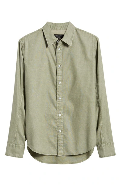 Shop Rag & Bone Fit 2 Solid Cotton Button-up Shirt In Dark Mint