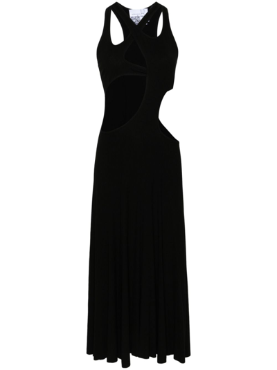 Shop Natasha Zinko Black Cut-out Ribbed Midi Dress