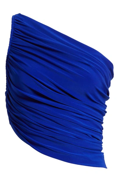 Shop Norma Kamali Diana One-shoulder Bikini Top In Electric Blue