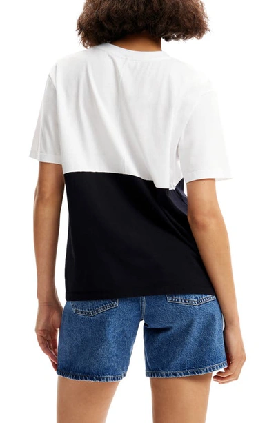 Shop Desigual Canel Patchwork Cotton Graphic T-shirt In White