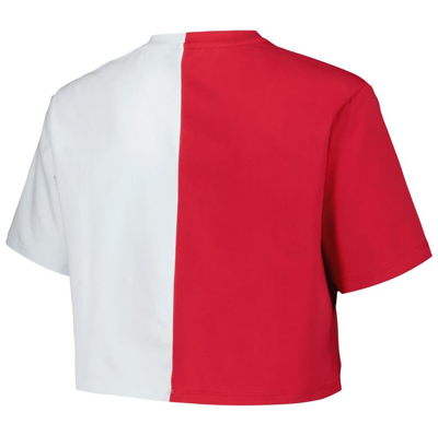 Shop Hype And Vice Crimson/white Alabama Crimson Tide Color Block Brandy Cropped T-shirt