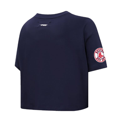 Shop Pro Standard Navy Boston Red Sox Painted Sky Boxy Cropped T-shirt
