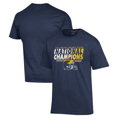 Shop Champion Navy Michigan Wolverines College Football Playoff 2023 National S Helmet T-shirt