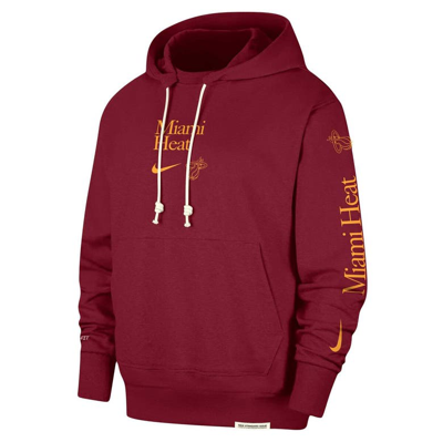 Shop Nike Red Miami Heat Authentic Performance Pullover Hoodie