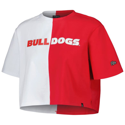 Shop Hype And Vice Red/white Georgia Bulldogs Color Block Brandy Cropped T-shirt