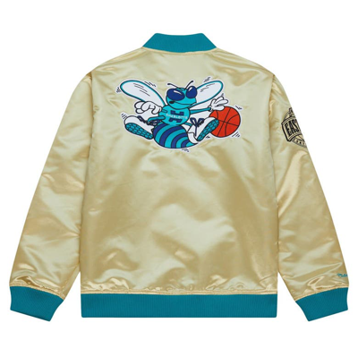 Shop Mitchell & Ness Gold Charlotte Hornets Team Og 2.0 Vintage Logo Satin Full-zip Jacket