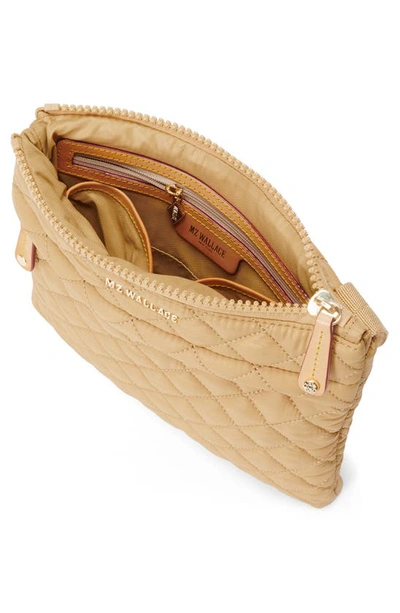 Shop Mz Wallace Metro Flat Quilted Nylon Crossbody Bag In Camel