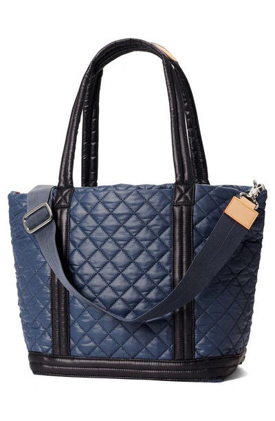 Shop Mz Wallace Medium Quilted Nylon Empire Tote In Navy And Black