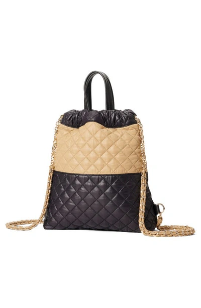 Shop Mz Wallace Crosby Audrey Quilted Nylon Backpack In Camel And Black
