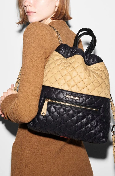 Shop Mz Wallace Crosby Audrey Quilted Nylon Backpack In Camel And Black