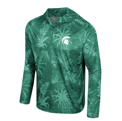 Shop Colosseum Green Michigan State Spartans Palms Printed Lightweight Quarter-zip Hooded Top
