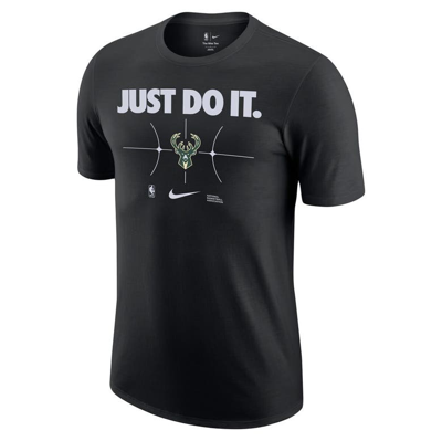 Shop Nike Black Milwaukee Bucks Just Do It T-shirt