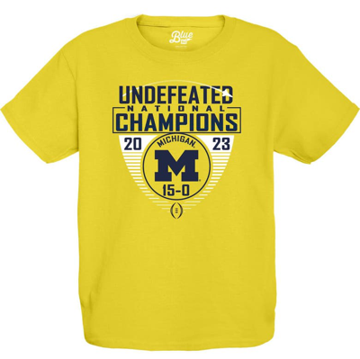Shop Blue 84 Youth   Maize Michigan Wolverines College Football Playoff 2023 National Champions Draft Pick