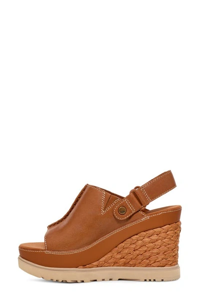 Shop Ugg Abbot Wedge Slingback Sandal In Cognac