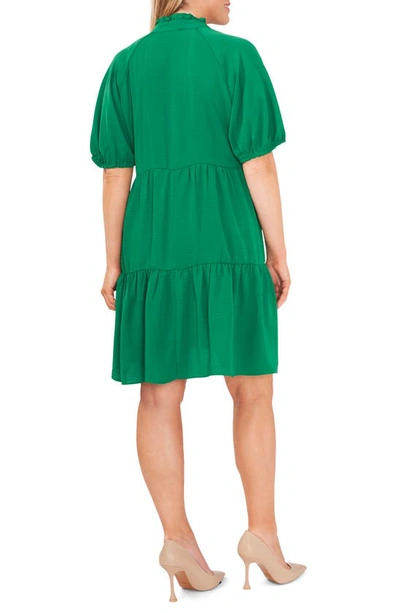 Shop Cece Tiered Ruffle Neck Dress In Green