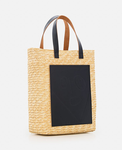 Plan C Pili And Bianca Straw Tote Bag In Beige