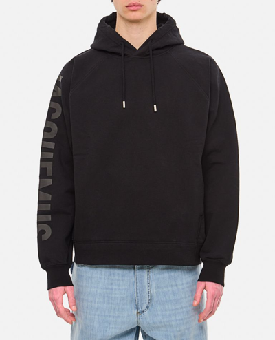 Shop Jacquemus Typo Cotton Sweatshirt In Black