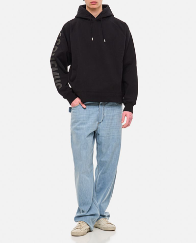 Shop Jacquemus Typo Cotton Sweatshirt In Black