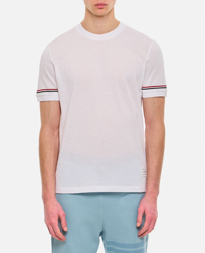 Shop Thom Browne Ribbed Cuff T-shirt In White