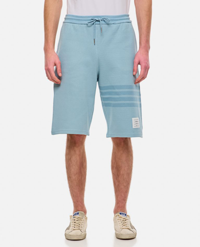 Shop Thom Browne Classic 4 Bar Stripe Cotton Sweat Shorts In Sky Blue