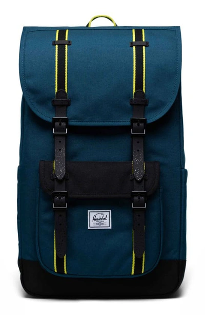 Shop Herschel Supply Co Little America Recycled Polyester Backpack In Legion Blue/ Blk/ Evening Prim