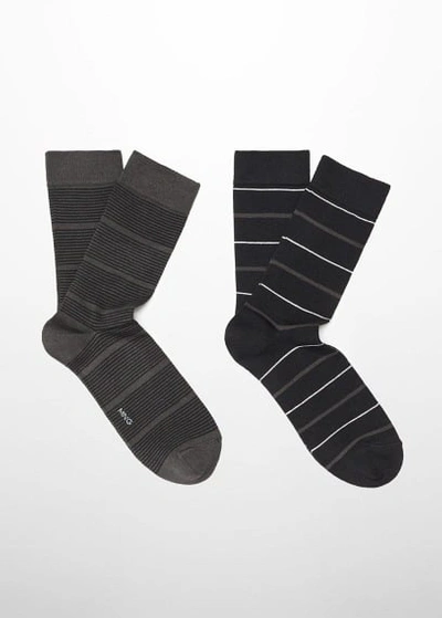 Shop Mango Man Pack Of 2 Striped Cotton Socks Black