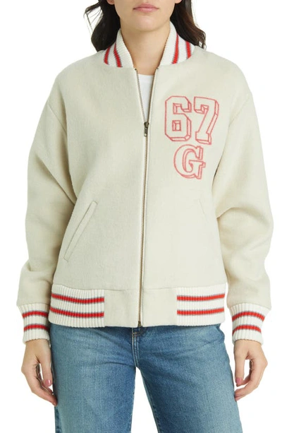 Shop The Great . The Track Bomber Jacket In Cream