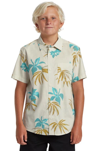 Shop Quiksilver Kids' Apero Classic Short Sleeve Woven Shirt In Snow White