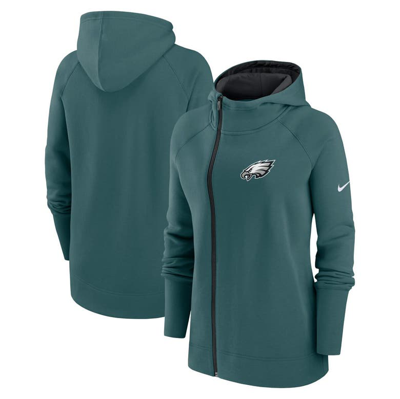 Shop Nike Midnight Green Philadelphia Eagles Asymmetrical Raglan Full-zip Hoodie