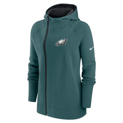 Shop Nike Midnight Green Philadelphia Eagles Asymmetrical Raglan Full-zip Hoodie