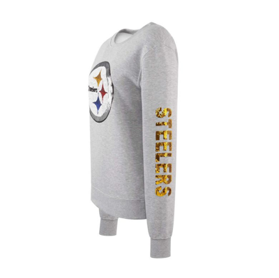 Shop Cuce Heather Gray Pittsburgh Steelers Sequined Logo Pullover Sweatshirt